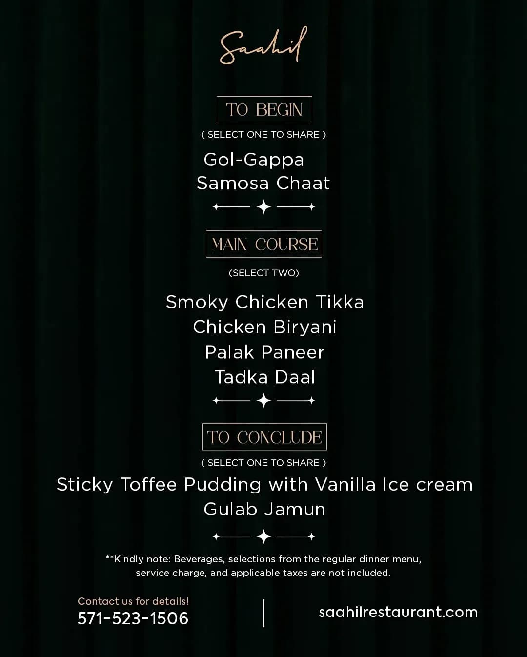 Inside Saahil’s Curated Wednesday Date Night Menu restaurant story